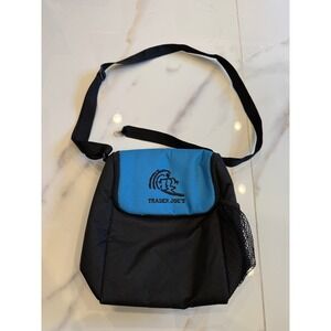 Vintage Trader Joe's Insulated Lunch Bag Crossbody Cooler Blue Surfing Logo